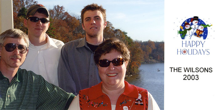 We all gather on the porch of Banks' first home, Emerald Point on Lake Wylie.